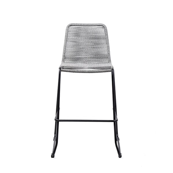 Shasta 26 In. Outdoor Metal And Grey Rope Stackable Counter Stool, 2PK